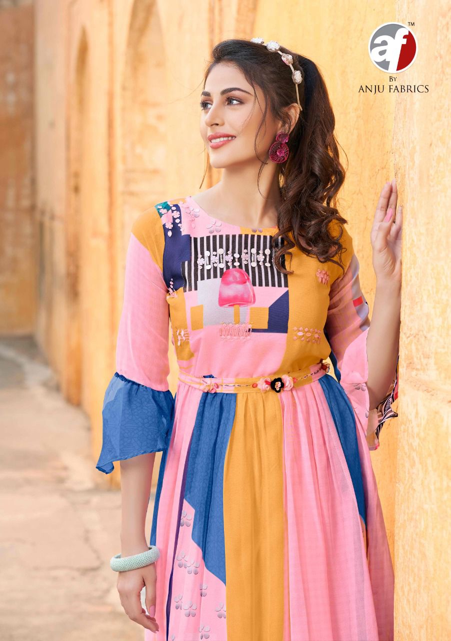 FUSION New Latest Designer Party Wear Printed Georgette Kurtis Collection